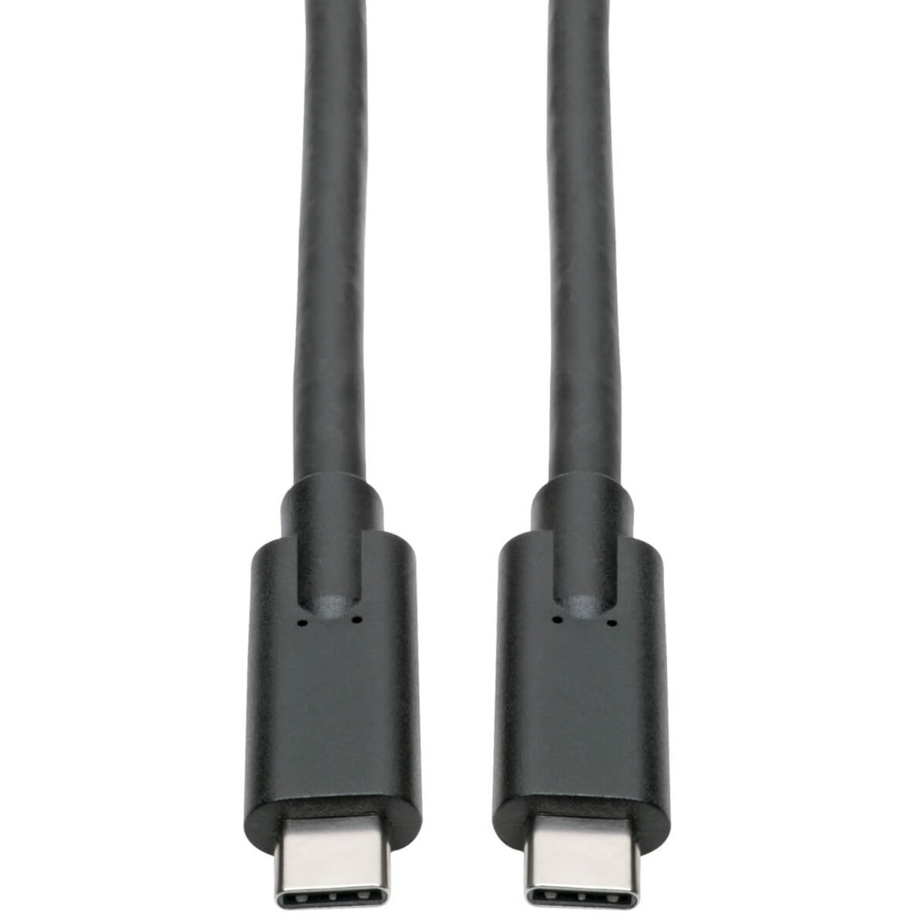 Close-up view of USB Type-C connectors on Tripp Lite Thunderbolt 3 cable showing premium construction-alternate-image1