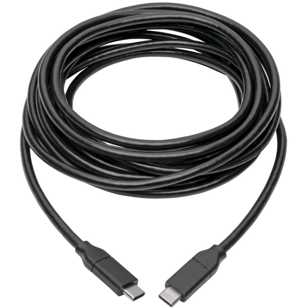 Full length view of coiled Tripp Lite USB-C cable showing 13-foot reach-alternate-image2