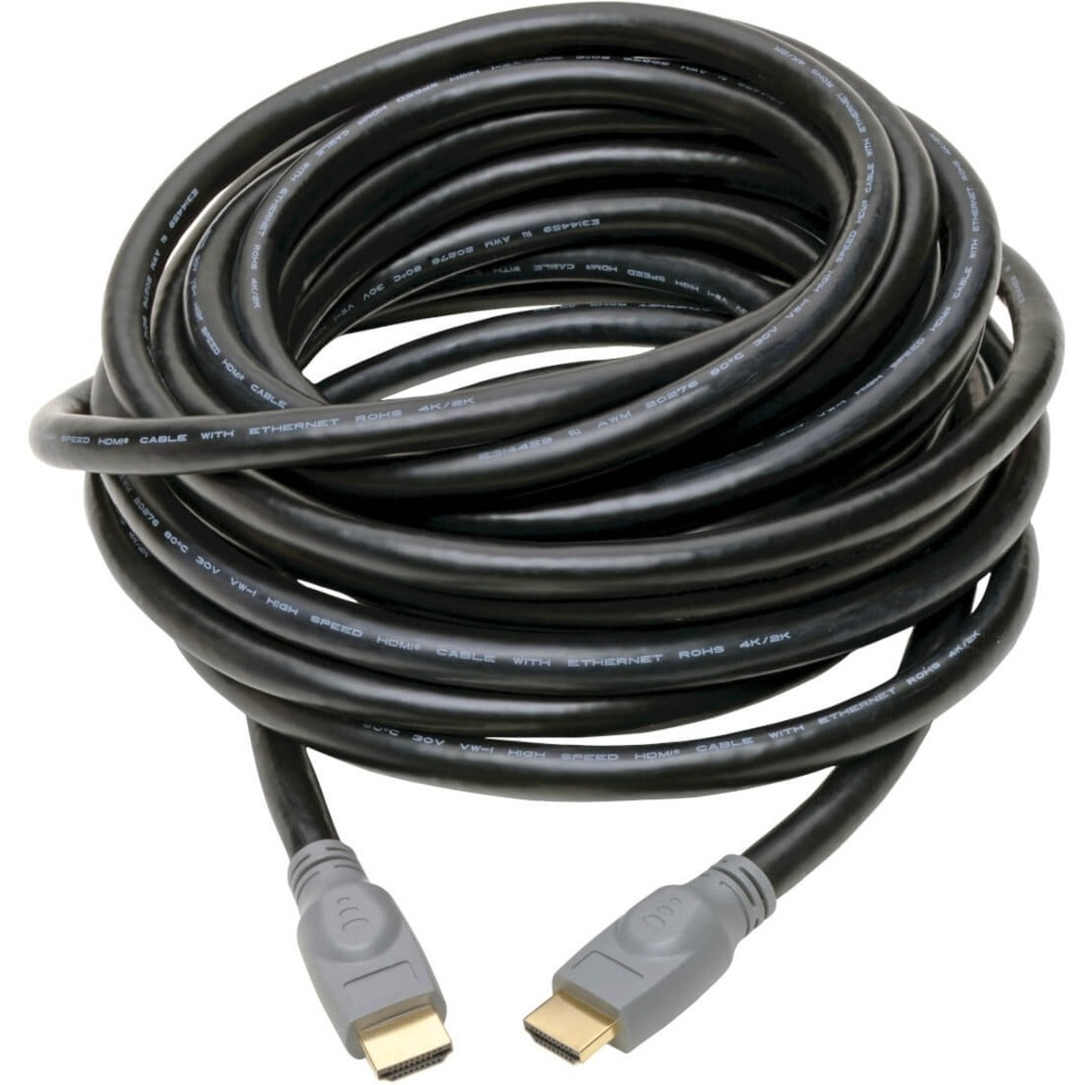 Full length view of 25-foot black HDMI cable coiled to show flexibility-alternate-image2