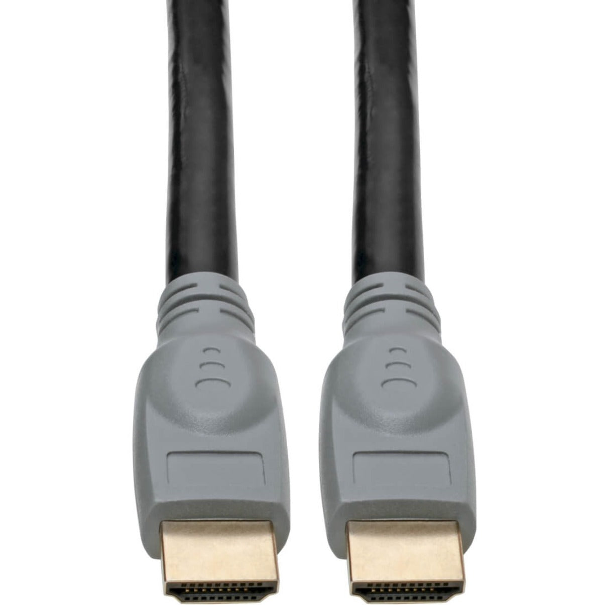 Close-up view of gold-plated HDMI connectors with strain relief on black cable-alternate-image1