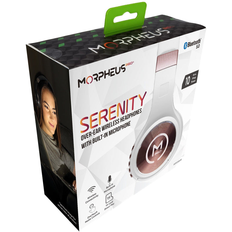 Retail packaging of Morpheus 360 Serenity wireless headphones