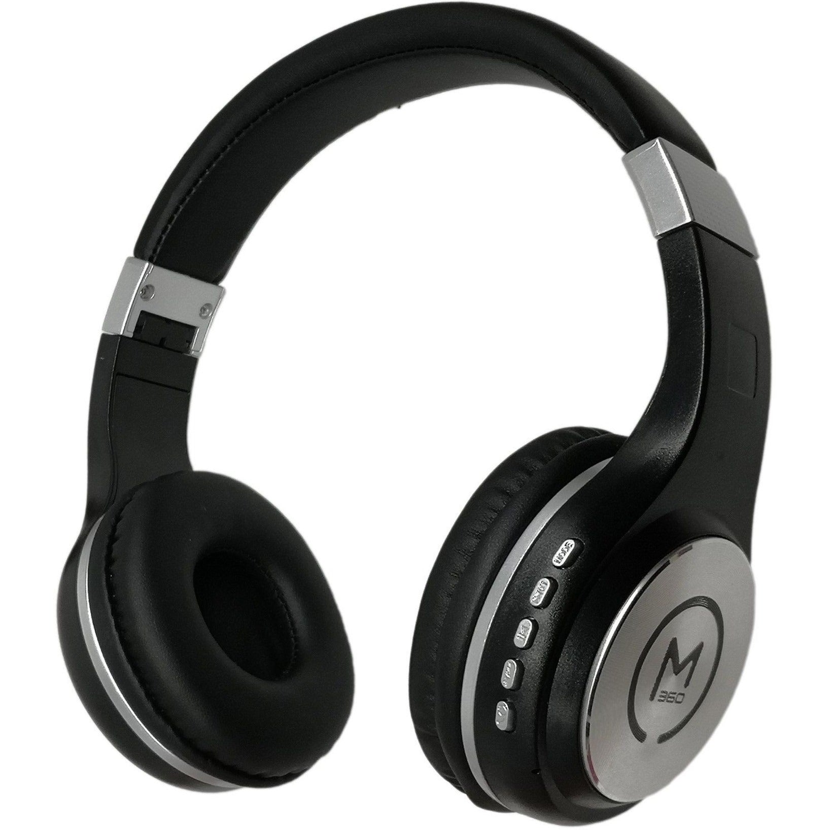 Morpheus 360 HP5500B wireless headphones in black with silver accents showing control buttons-alternate-image1