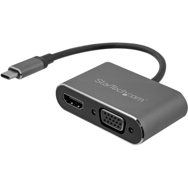 StarTech.com CDP2HDVGA USB-C To VGA and HDMI Adapter - 2-in-1 - 4K 30Hz, Space Gray
