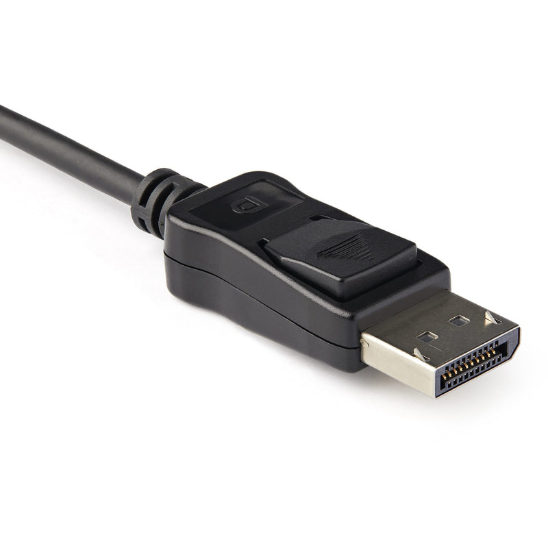 Detailed view of DisplayPort connector on StarTech.com adapter showing latching mechanism