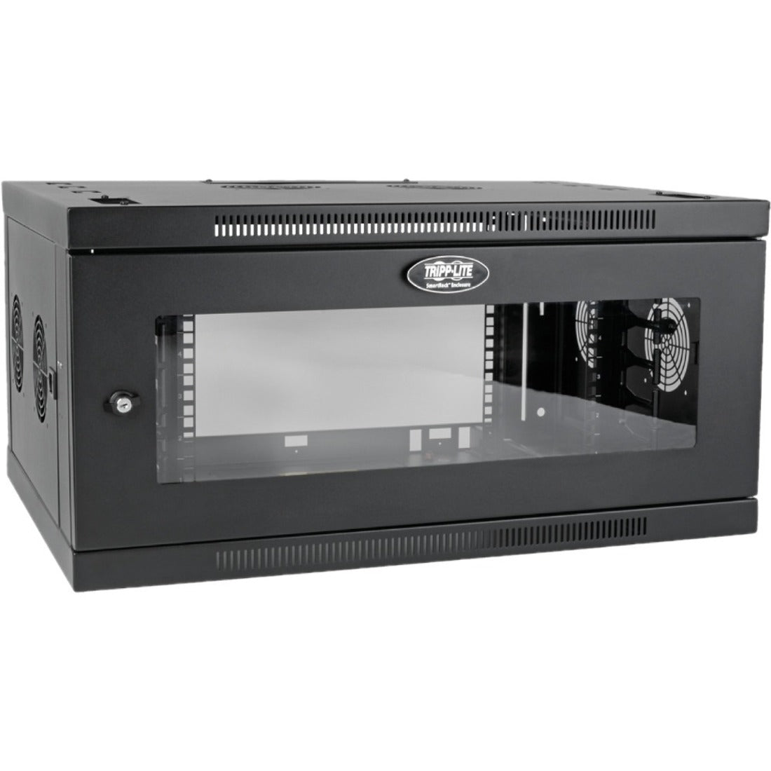 Front view of Tripp Lite SmartRack 6U wall-mount cabinet with acrylic window and ventilation ports-alternate-image1