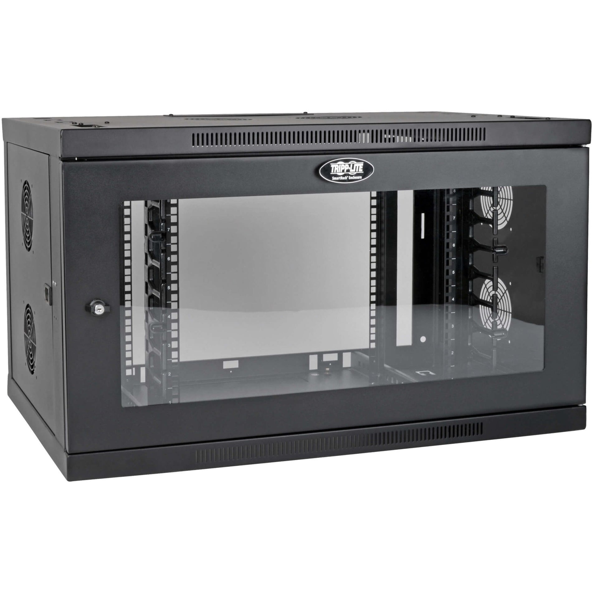 Tripp Lite SRW9UDPGVRT SmartRack 9U Cabinet with Wide Acrylic Window, Wall Mountable, Black Powder Coat