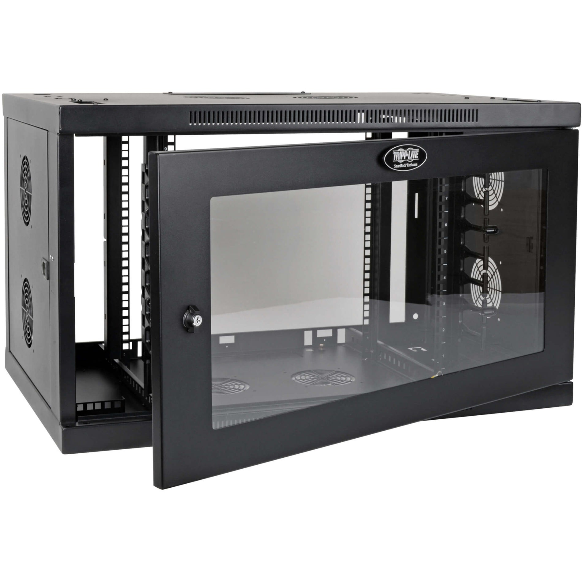 Tripp Lite SRW9UDPGVRT SmartRack 9U Cabinet with Wide Acrylic Window, Wall Mountable, Black Powder Coat