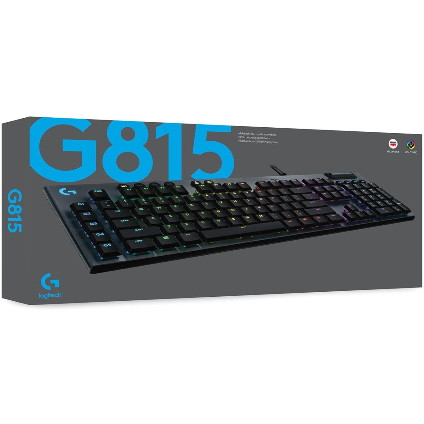 Logitech 920-008984 G815 Lightsync RGB Mechanical Gaming Keyboard, Low Profile GL Tactile Switch, Programmable G-Keys, USB Passthrough, Media Control [Discontinued]