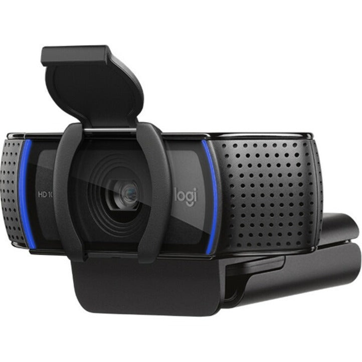 Logitech C920S webcam showing wide-angle lens and dual microphone design