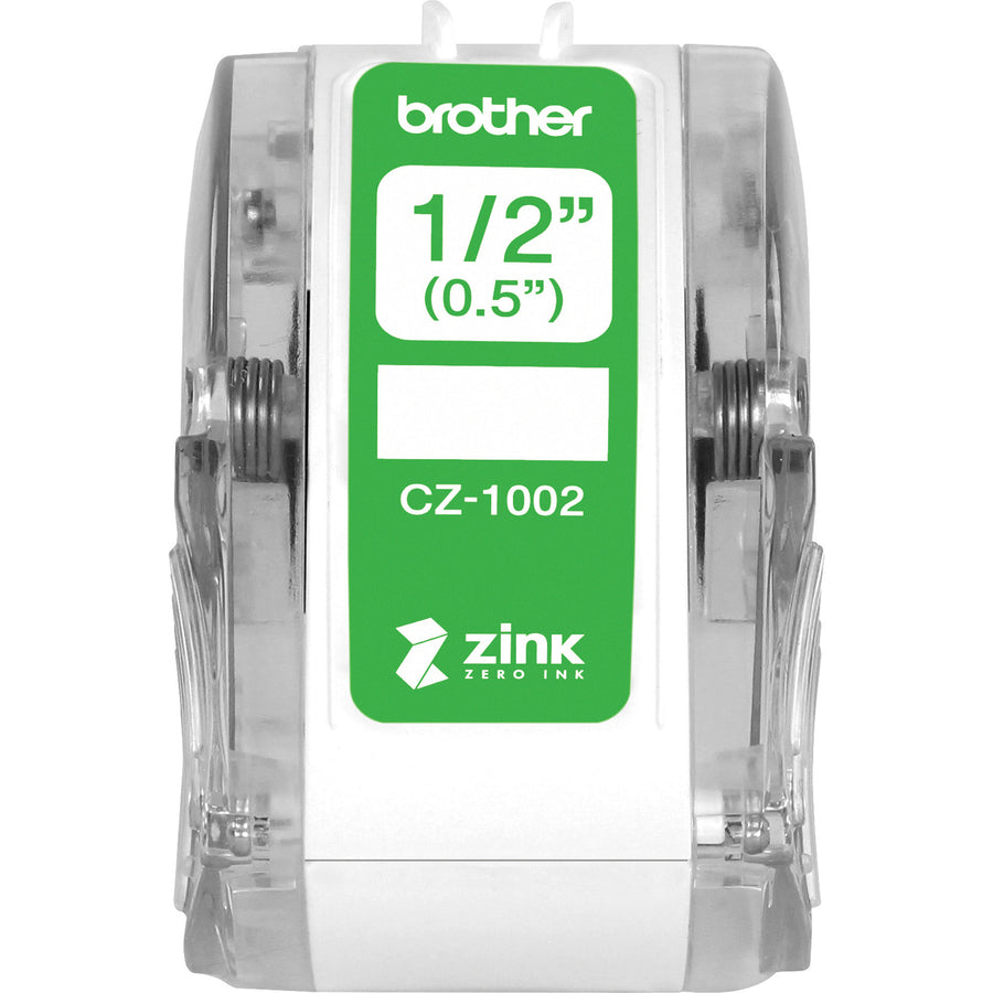 Etiqueta multifuncional Brother CZ-1002 cinta de 1/2" de ancho adhesiva duradera resistente al desgarro resistente a manchas resistente al agua.