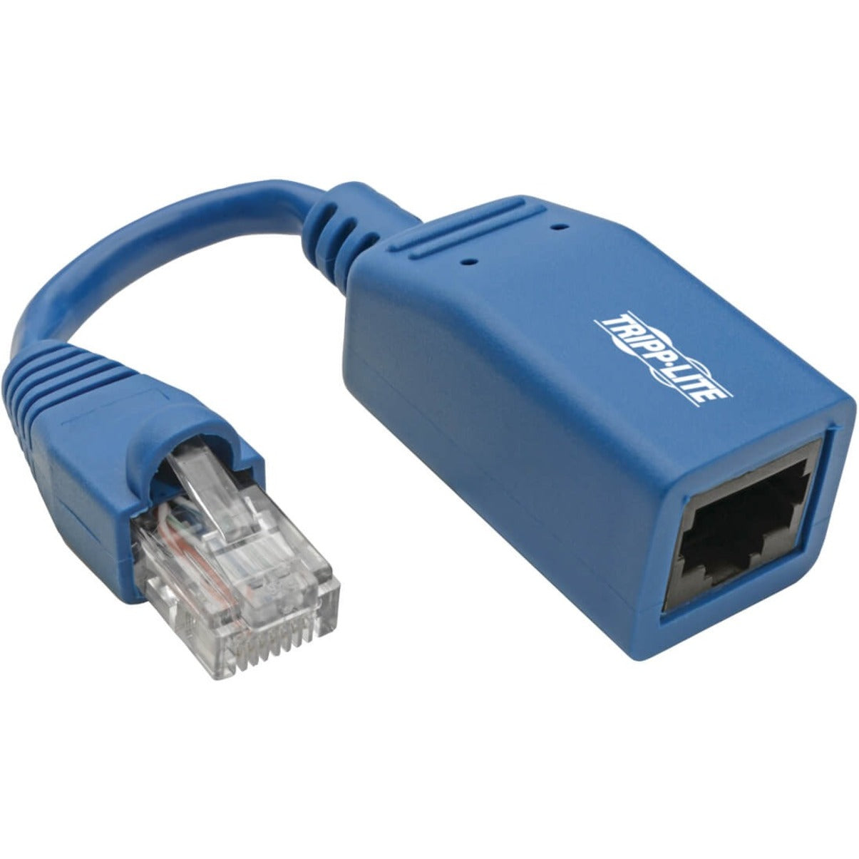 Blue Tripp Lite console rollover adapter showing male RJ45 connector and female port-alternate-image1