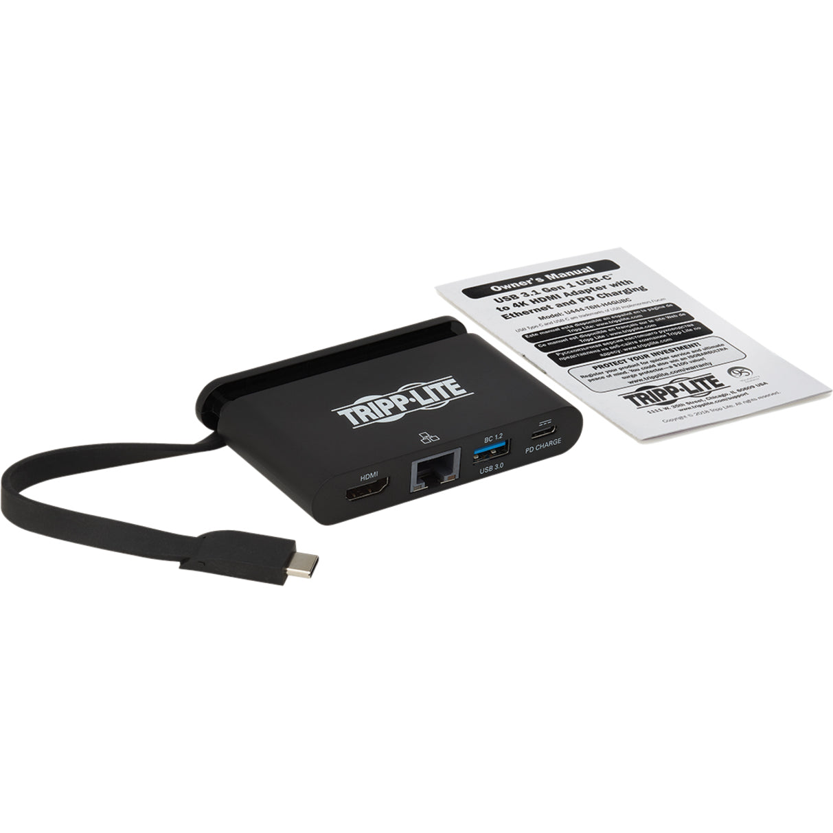 Estación de acoplamiento Tripp Lite U444-T6N-H4GUBC USB 3.1 USBC NEGRO ADAPTADOR CON CARGA PD HDMI ETHERNET GIGABIT Y USB-A