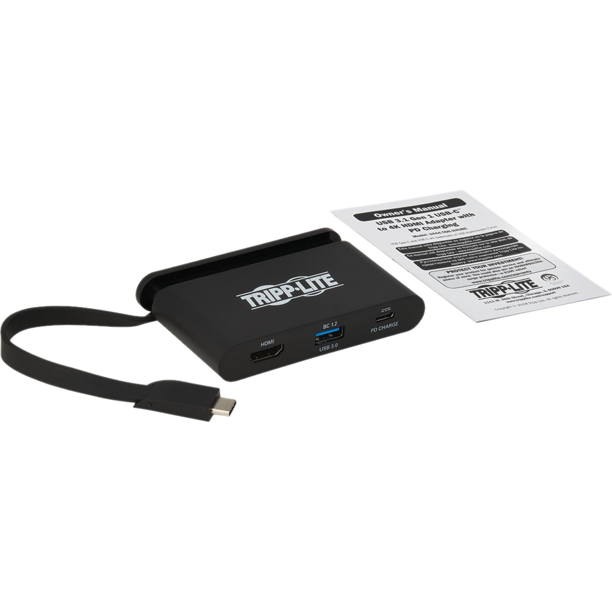 تريب لايت U444-T6N-H4UBC محطة توصيل USB 3.1 USBC باللون الأسود محول مع شحن PD إلى منفذ HDMI/USB-A