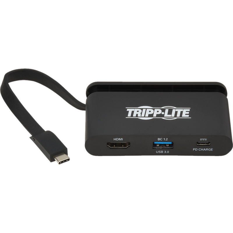 Front view of Tripp Lite docking station showing labeled ports and compact design