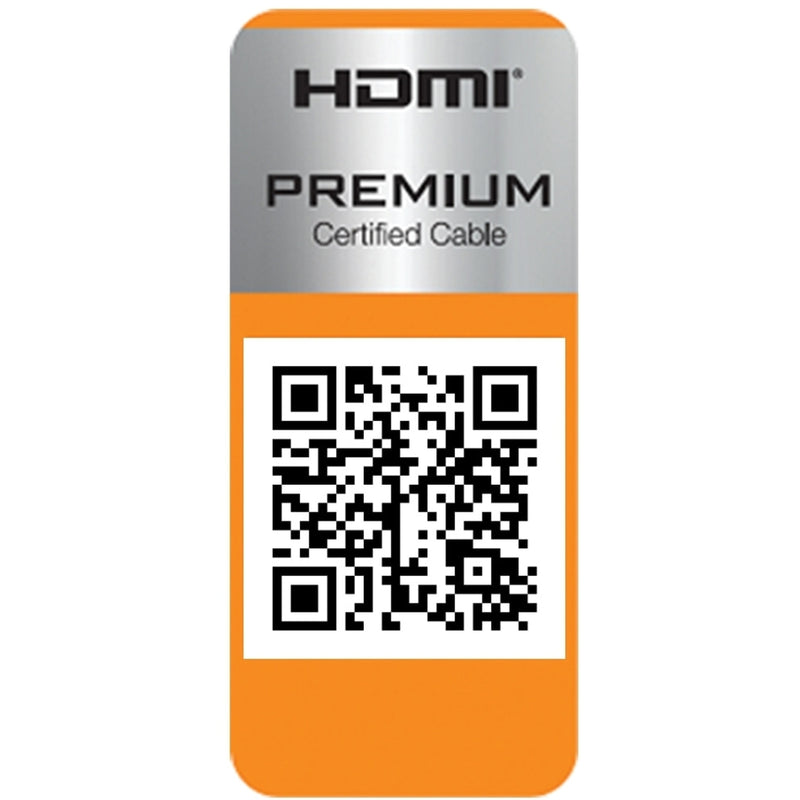 HDMI Premium Certified Cable authentication label with QR code