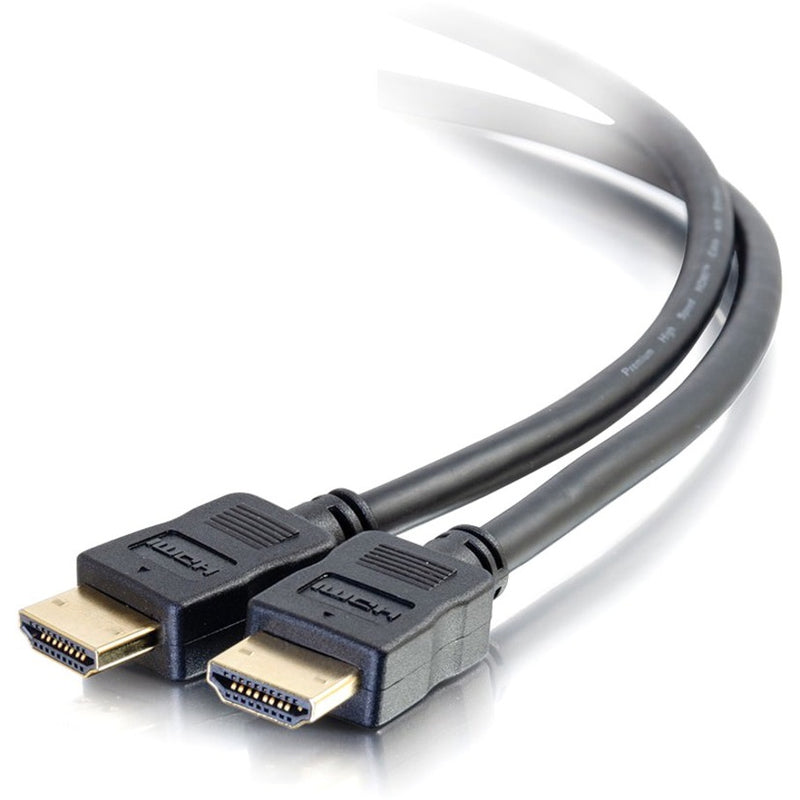 Close-up view of premium HDMI cable connectors with gold-plated contacts and black housing