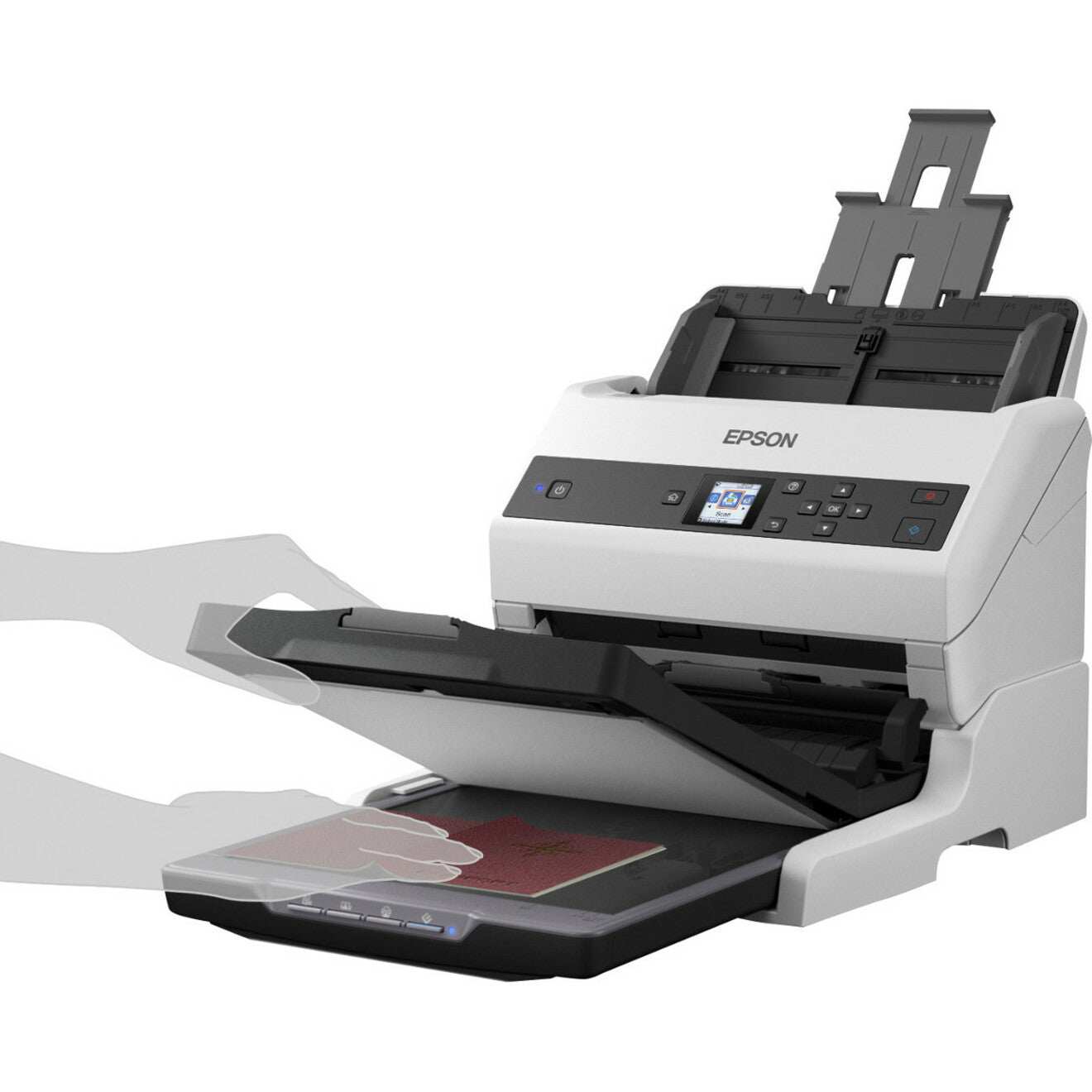 Epson B11B251201 WorkForce DS-970 สแกนเนอร์เอกสารแบบคู่สีสำหรับกลุ่มงาน 600 dpi ออปติคัล