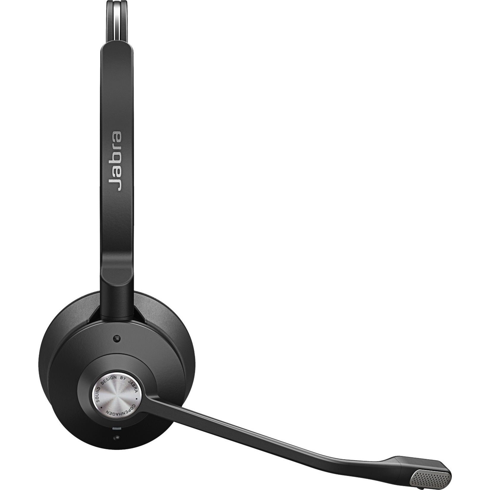 Side profile of Jabra Engage 65 headset emphasizing the boom microphone design-alternate-image3