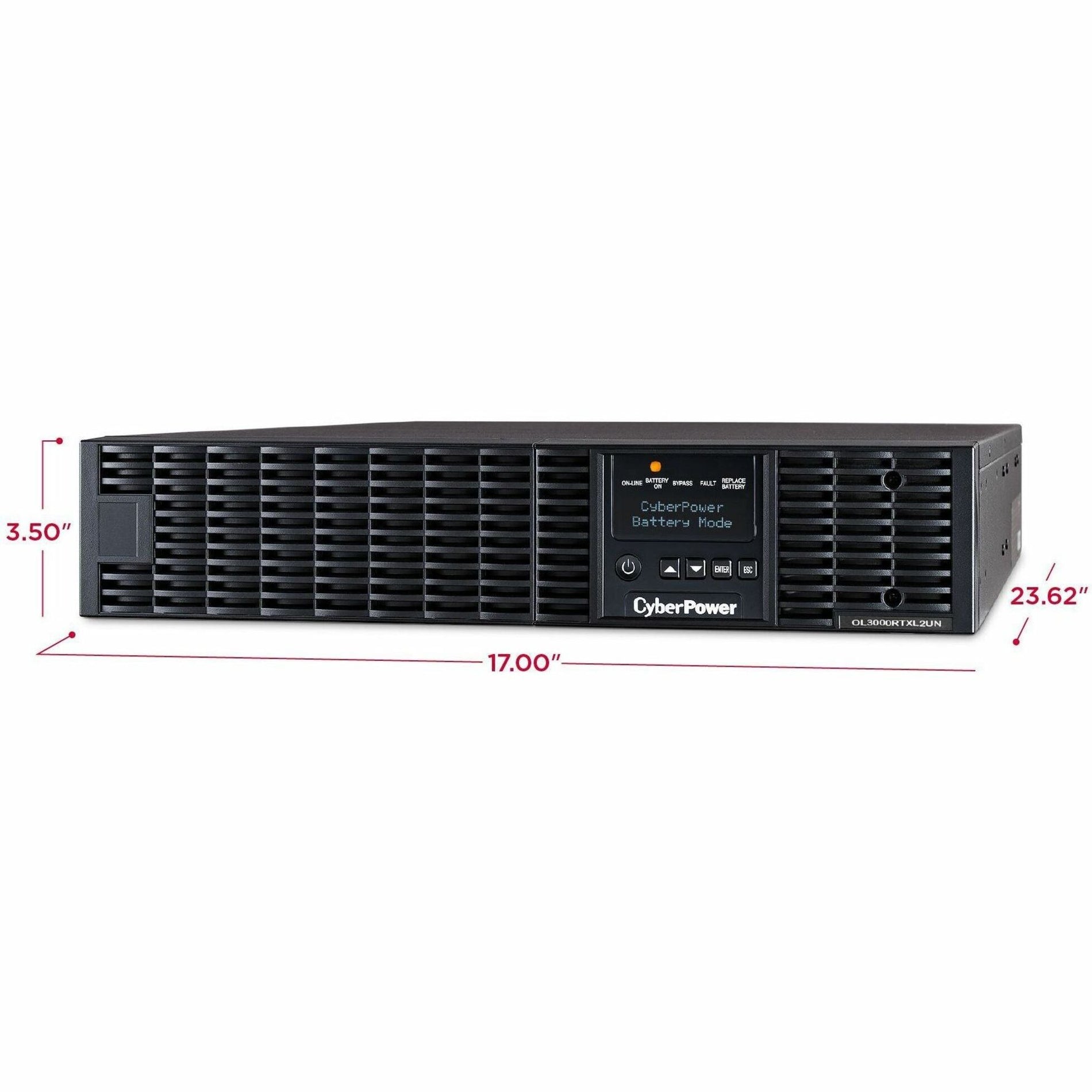 CyberPower OL3000RTXL2UN Smart App Online Rack/Tower UPS, 3000VA, 7 Outlets, 2U