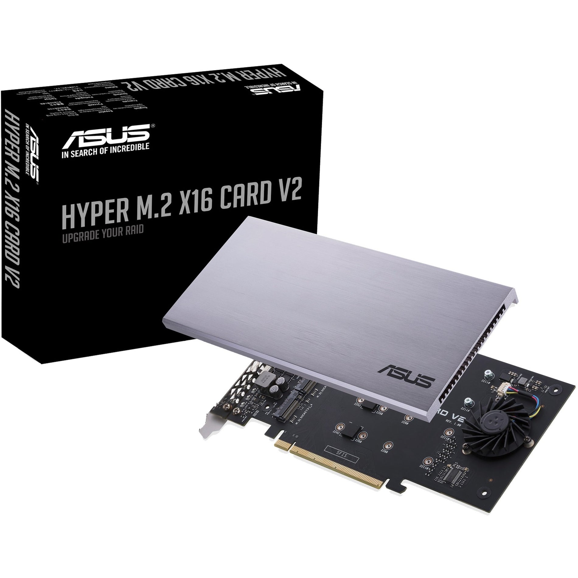 Asus HYPER M.2 X16 CARD V2 M.2 to PCI Express Adapter, High-Speed Data Transfer, LED Indicator, Intel VROC Ready