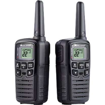 Pair of Midland T10 walkie talkies showing complete set-alternate-image7