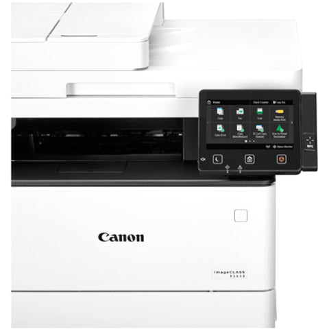 Close-up view of Canon D1650 printer interface and touchscreen display panel