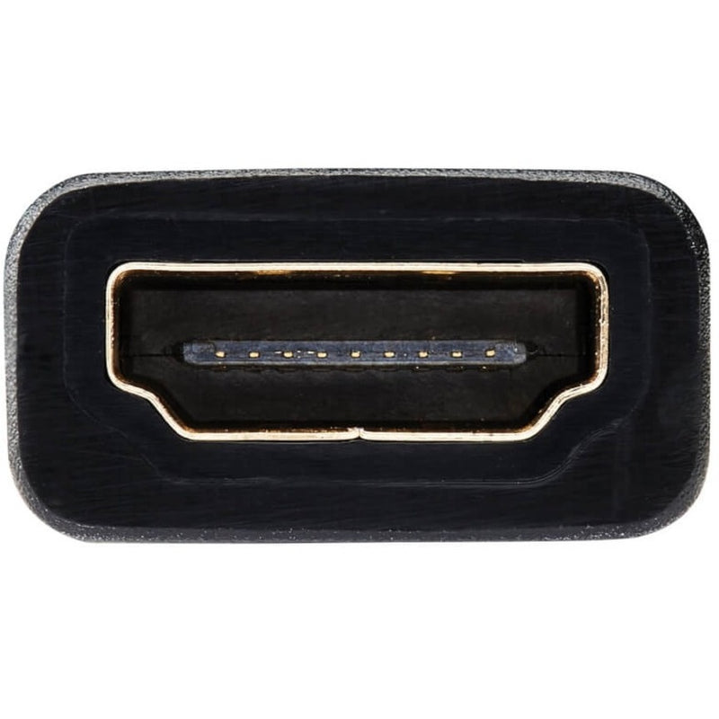 Detailed view of HDMI female port on adapter showing connector pins