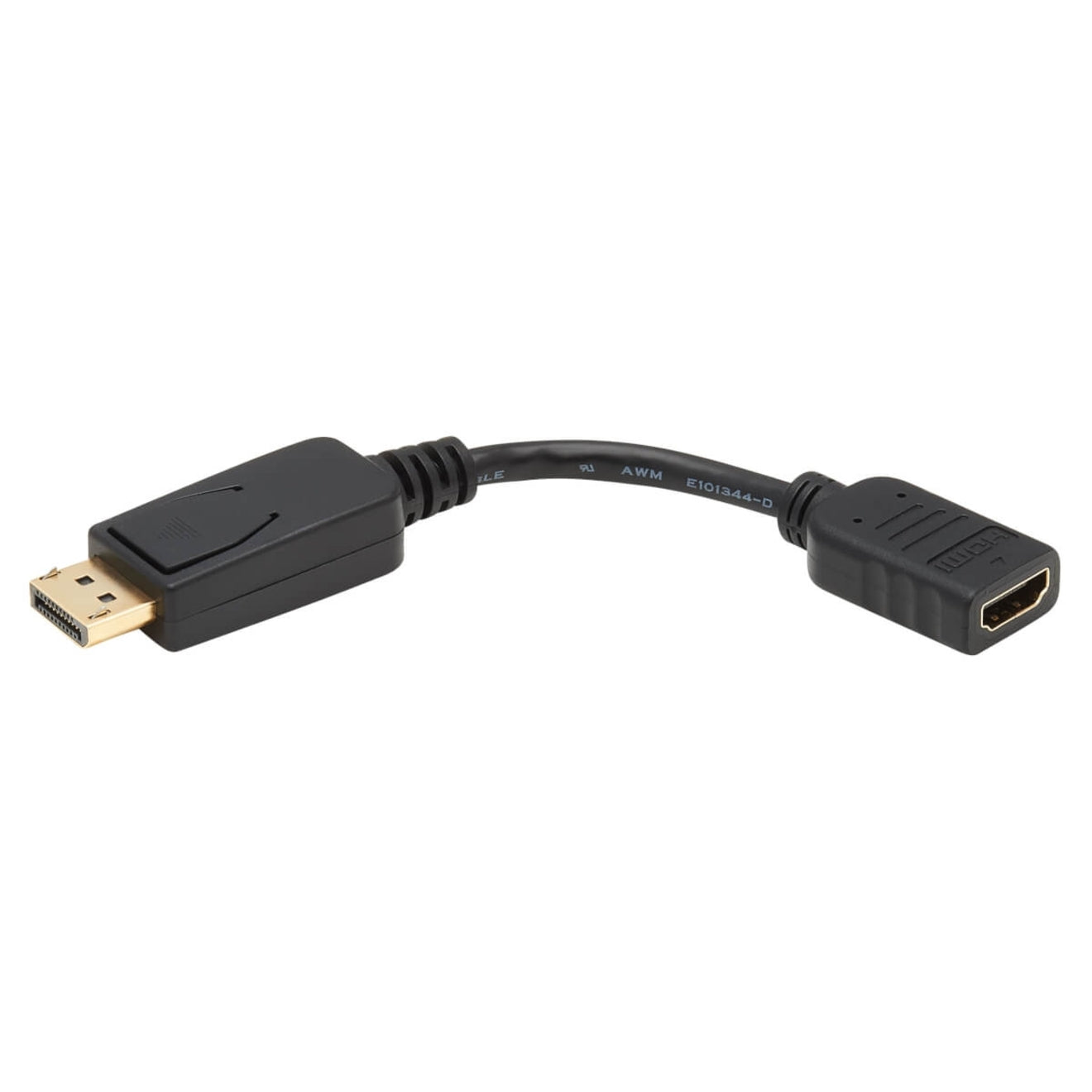 Full length view of DisplayPort to HDMI adapter showing curved cable design-alternate-image5