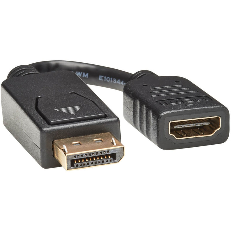 Close-up view of DisplayPort to HDMI adapter showing gold-plated connectors