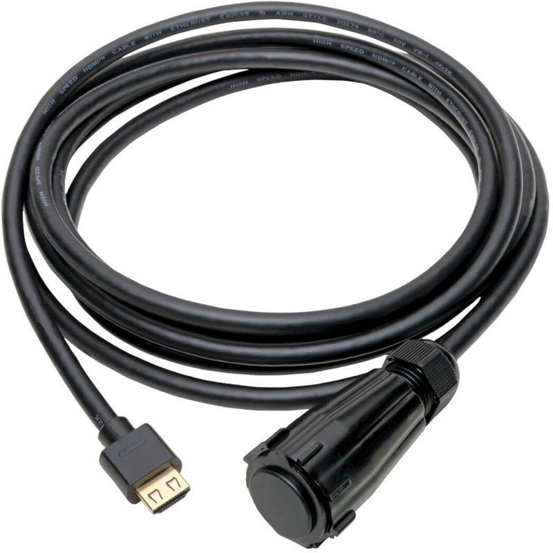 Coiled view of industrial HDMI cable showing construction quality