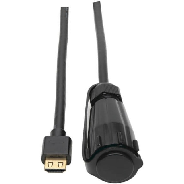 Side view of HDMI cable showing standard and waterproof connectors