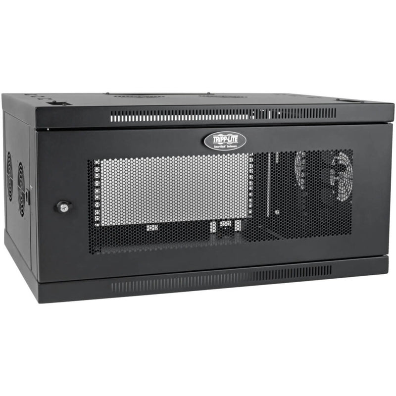 Front view of Tripp Lite SmartRack 6U wall-mount cabinet showing perforated door and ventilation design