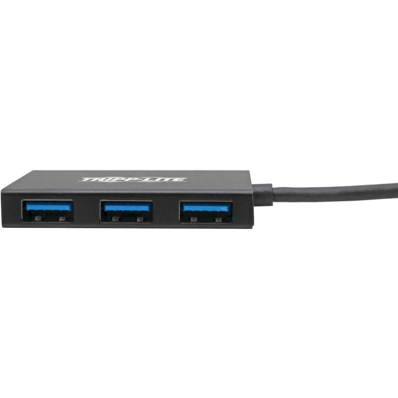 Close-up view of three USB 3.0 ports on Tripp Lite hub