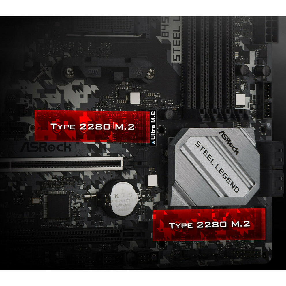 ASRock B450M STEEL LEGEND AMD AM4 MATX MB, Micro ATX Desktop Motherboard with Ryzen Processor Support