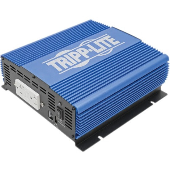 Front view of Tripp Lite PINV2000 2000W power inverter featuring blue aluminum housing with cooling fins