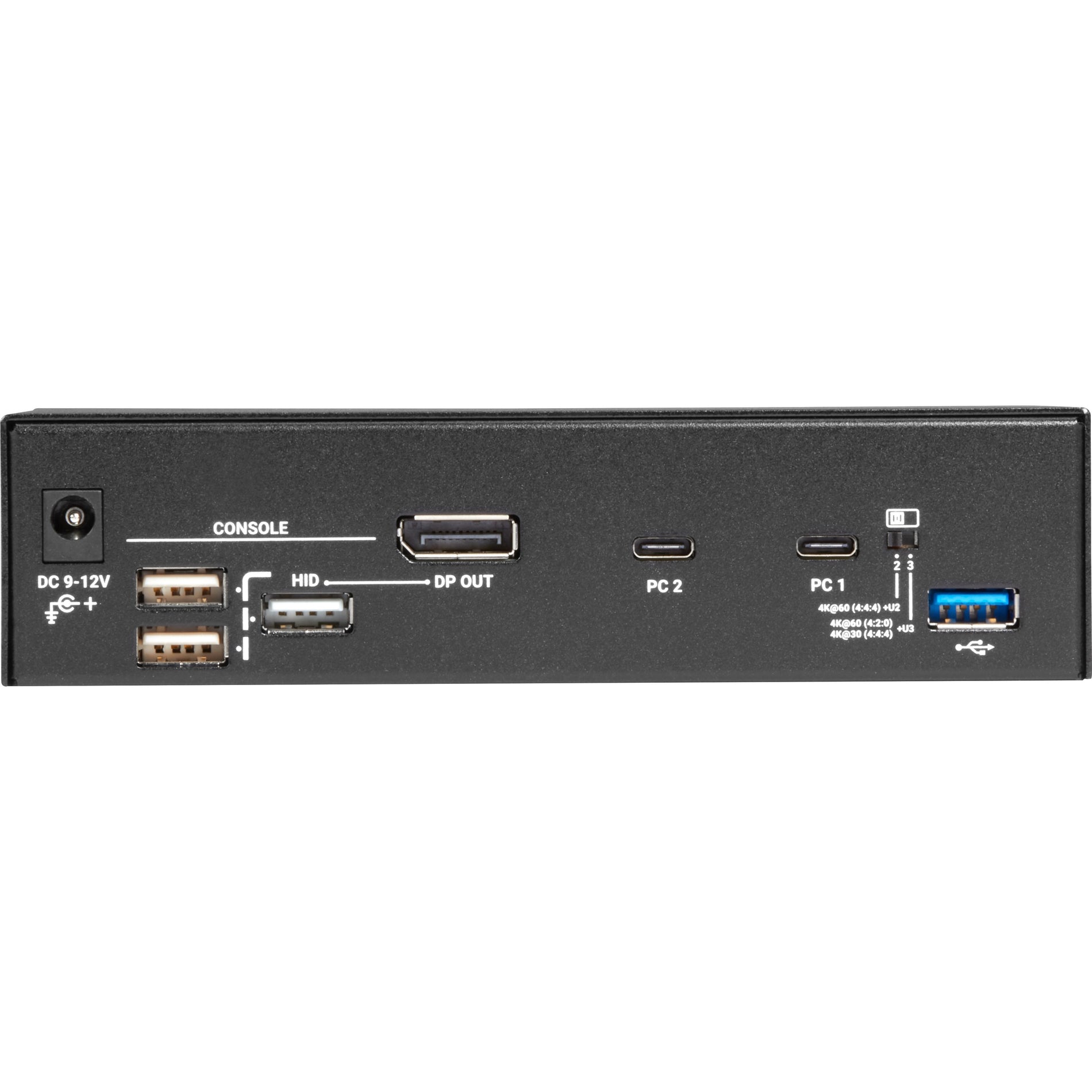 Sort KVMC4K-2P USB-C 4K KVM Switch 2-Port Maksimal Videoopløsning 3840 x 2160 2 års garanti TAA-kompatibel