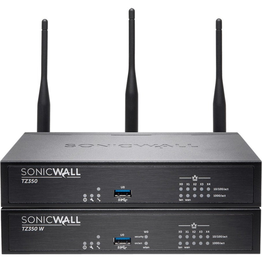 SonicWall 02-SSC-1855 TZ350W Network Security/Firewall Appliance, Gigabit Ethernet, Wireless LAN, Antivirus, Content Filtering