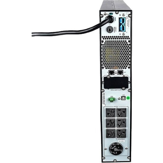 Rear interface panel of Vertiv Liebert PSI5 UPS showing power outlets and connectivity ports