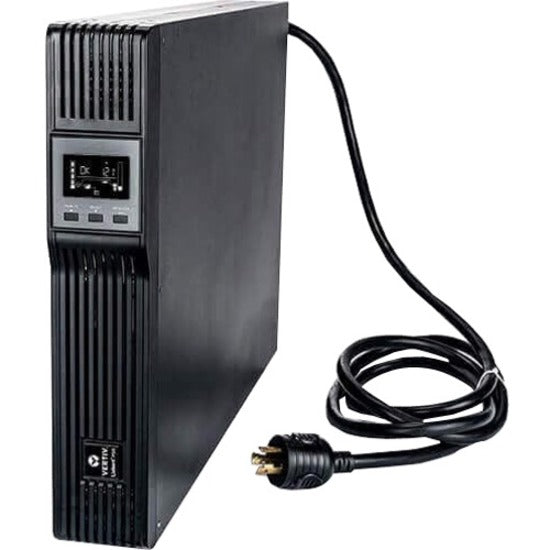 Liebert PSI5 3000VA UPS in tower orientation showing front LCD display and power cord