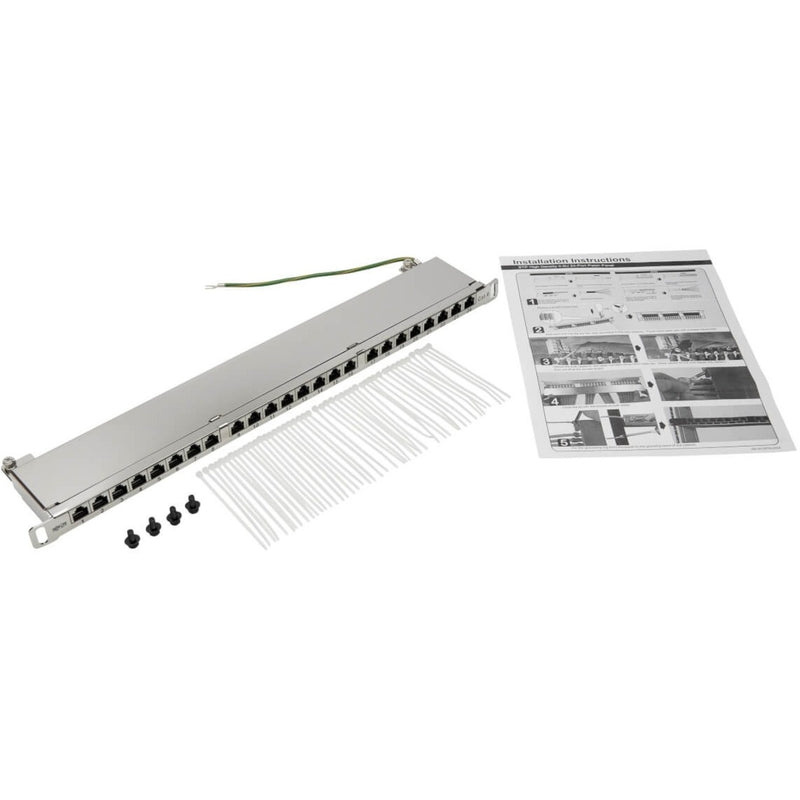 Installation components and documentation showing TAA compliance for the Cat6 patch panel