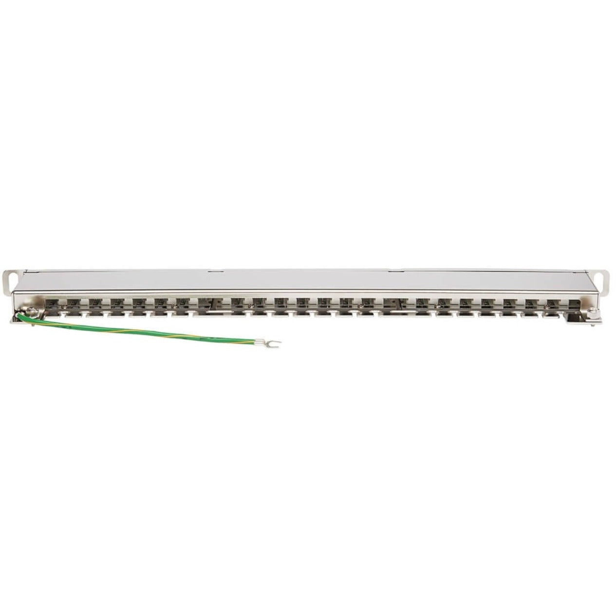 Rear view of Cat6 patch panel showing shielded construction and grounding wire connection-alternate-image2