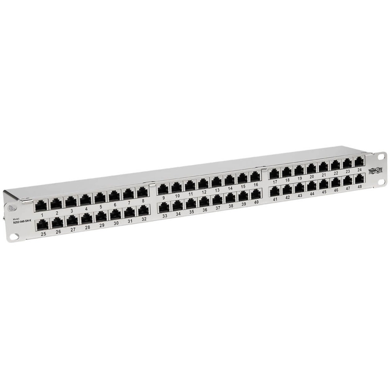 Tripp Lite N252-048-SH-K Cat6 48-Port パッチパネル、1U、TAA 準拠、終身保証