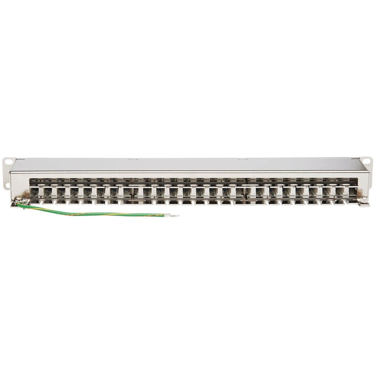 Side view of Tripp Lite patch panel showing shielded construction and grounding wire-alternate-image2