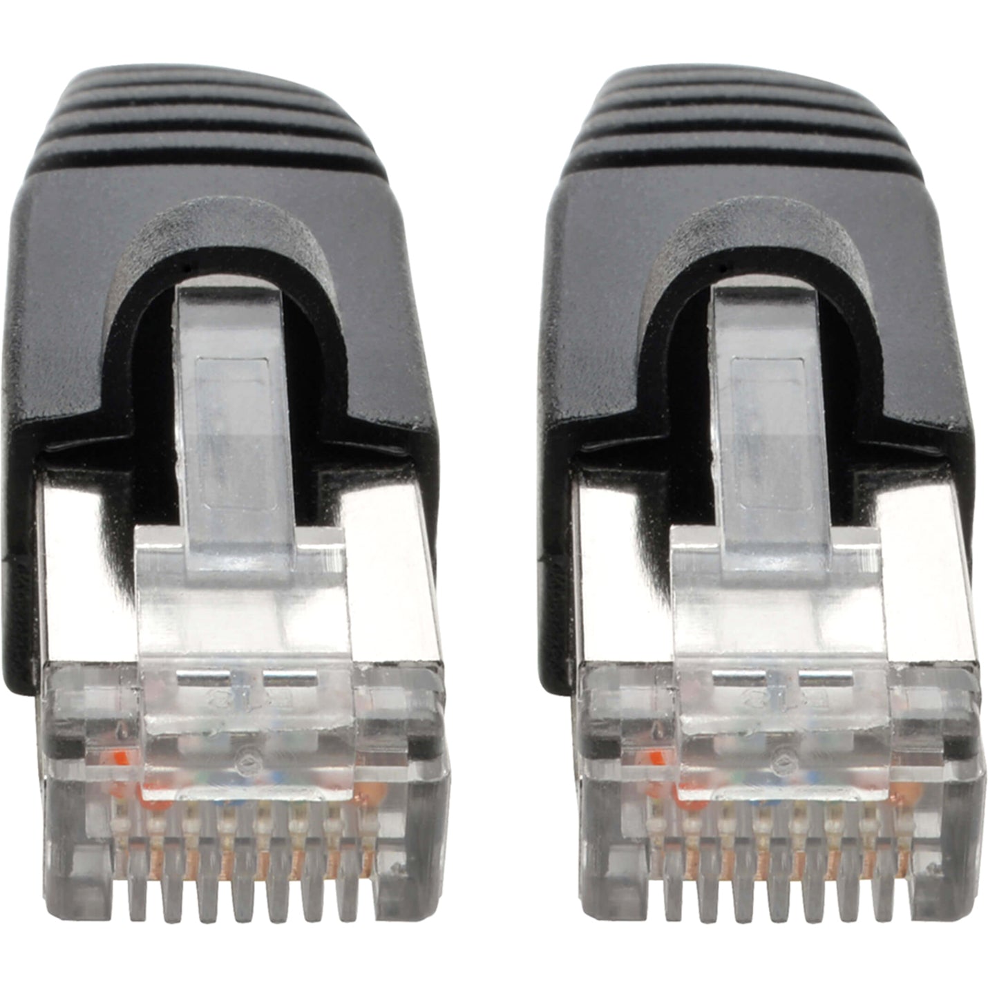 Macro shot of RJ45 connector pins and internal wiring on Cat6a cable-alternate-image3