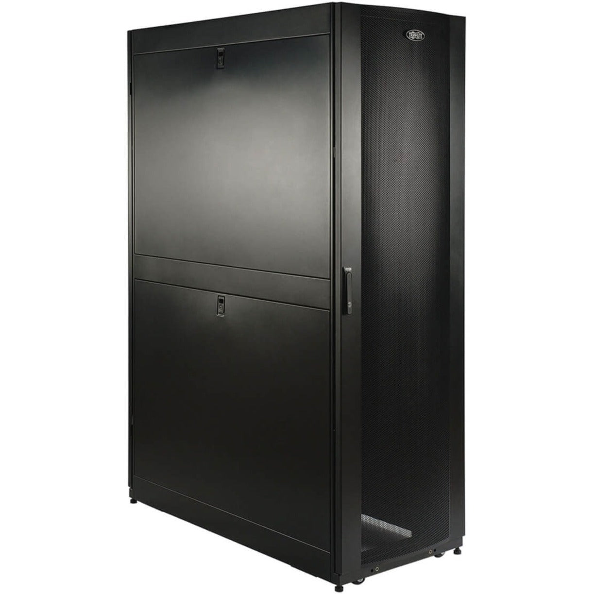 Front view of Tripp Lite SR42UBDP48 42U server rack enclosure cabinet with solid steel construction-alternate-image1