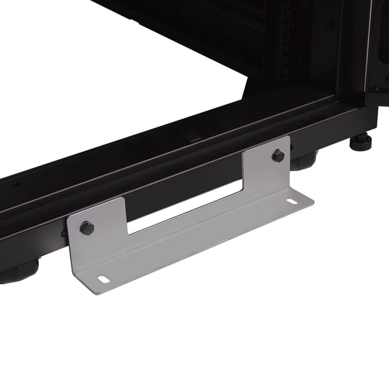 Detail of rack stabilization system and mounting brackets