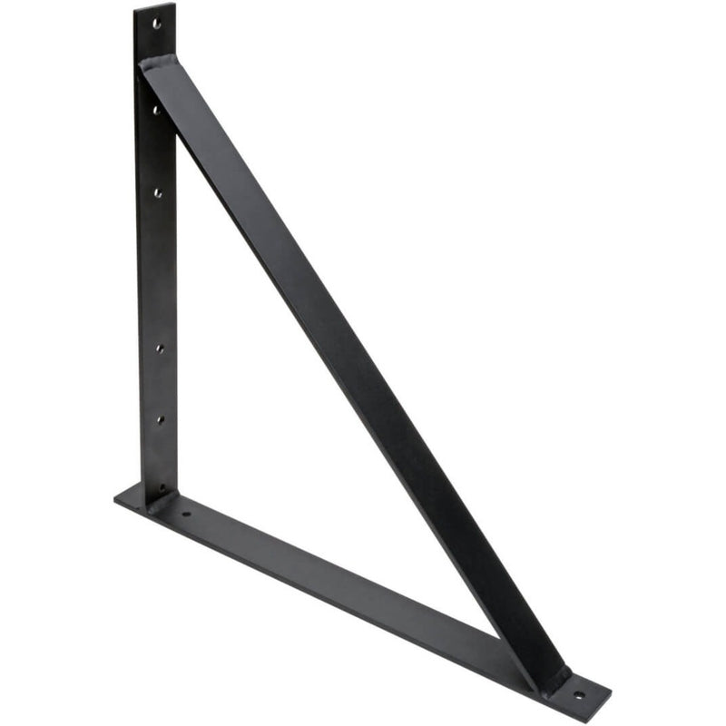 Black triangular wall mount support bracket showing 45-degree angle design