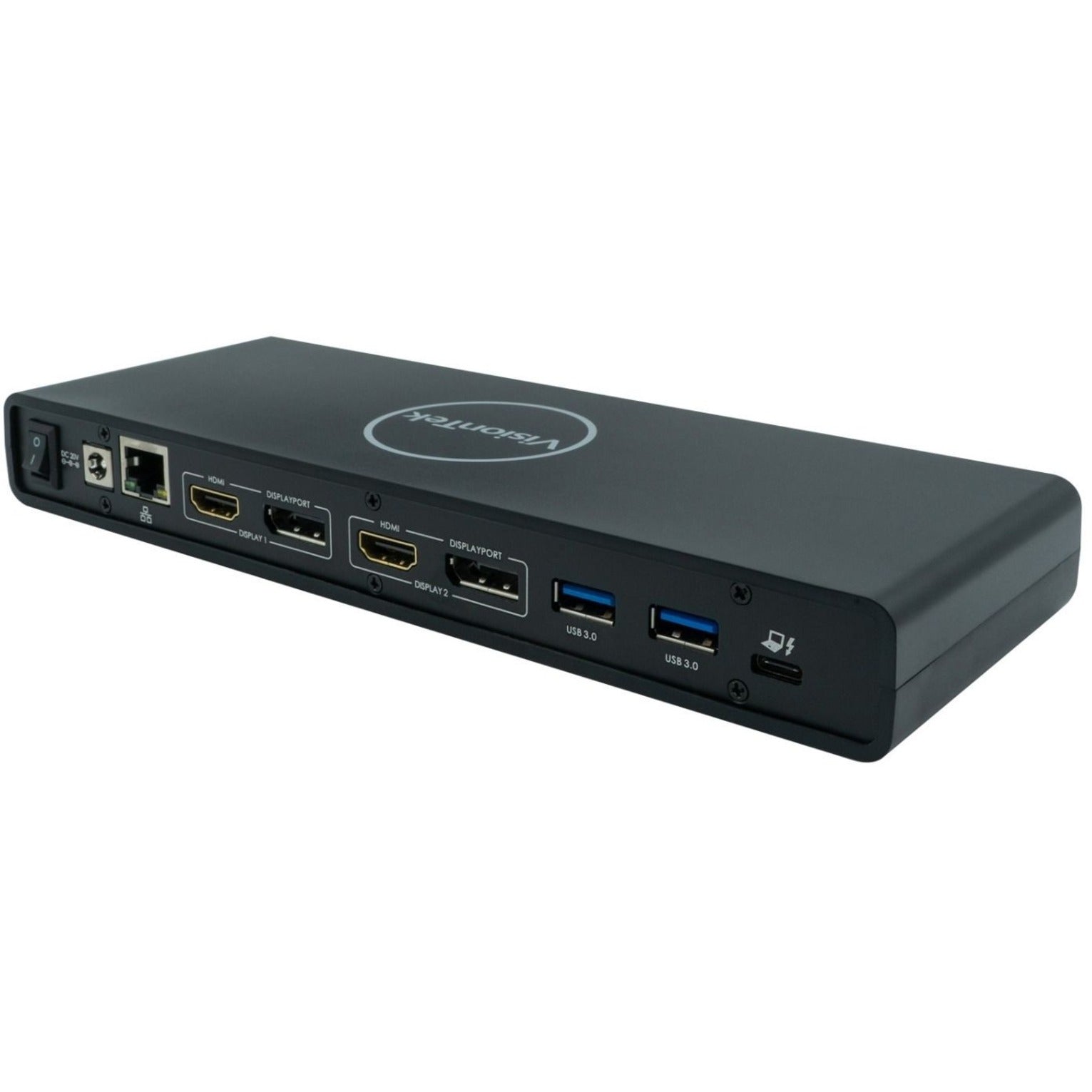 VisionTek 901250 VT4500 Estação de encaixe 4K USB / USB-C de exibição dupla com entrega de energia compatível com MacBook Surface Pro e mais