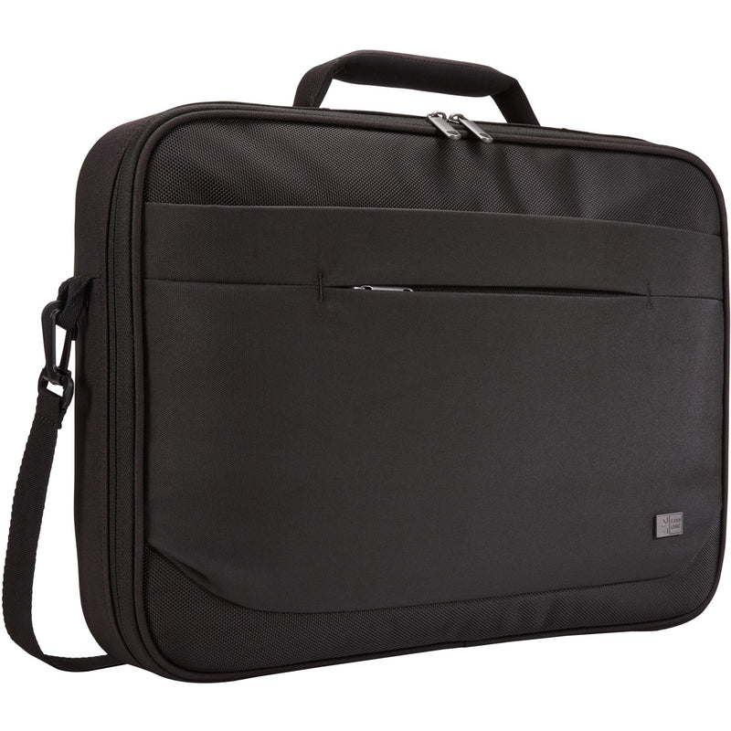 Front view of black Case Logic Advantage laptop briefcase showing clean professional design