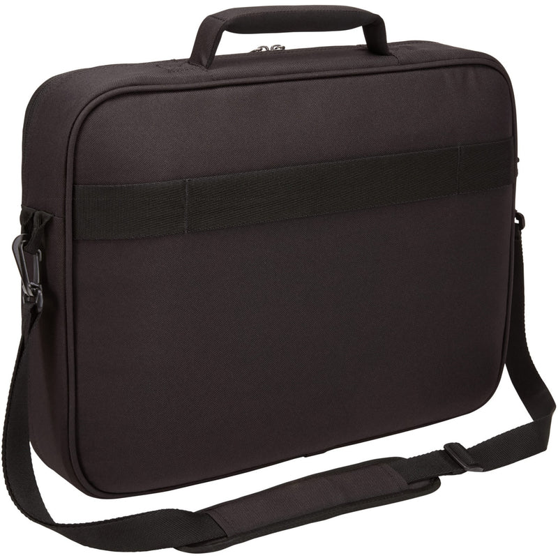 Side view of Case Logic briefcase showing shoulder strap and handle design